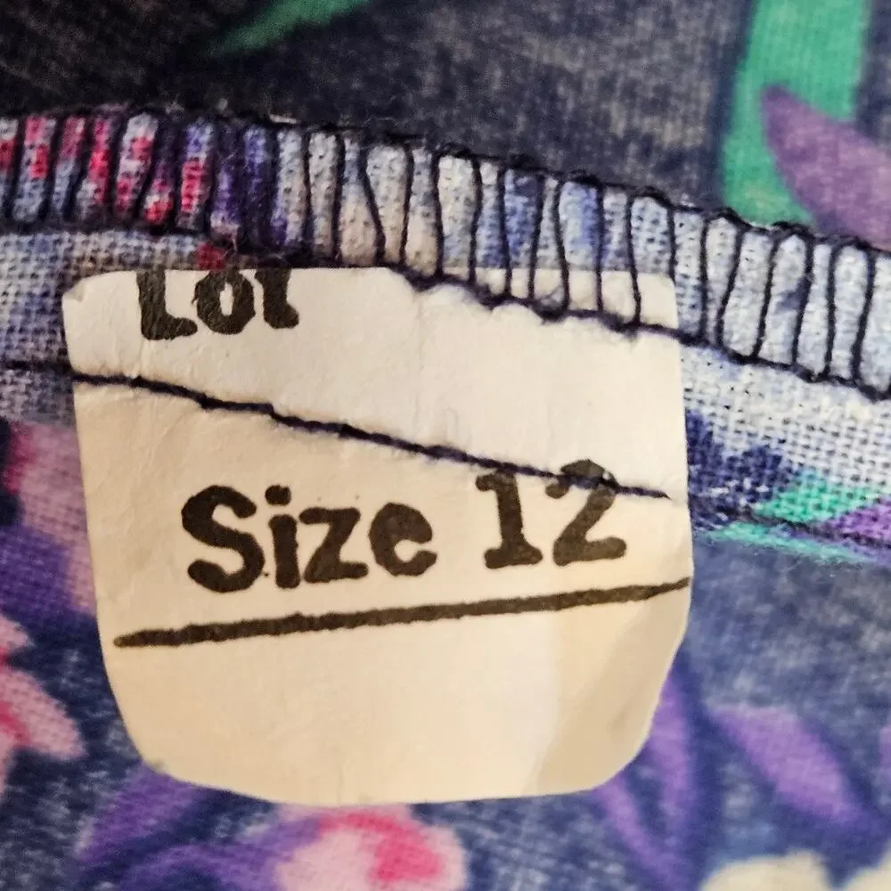 Periwinkle‎ Vintage 80s/90s Navy Blue Floral Skirt Set Made In U.S.A. Size 12
